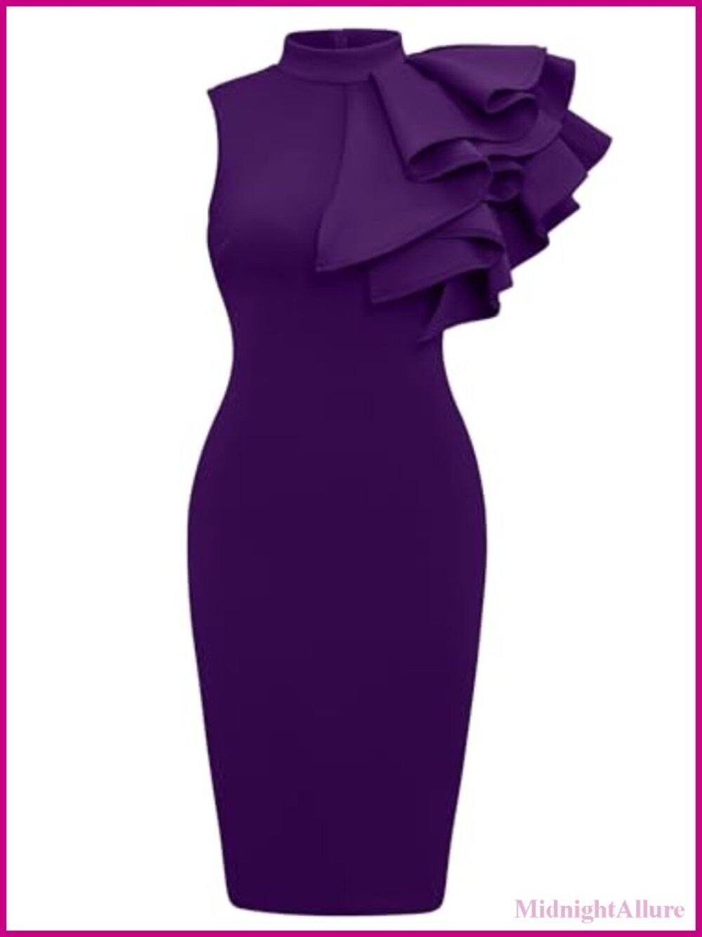 Memoriesea Women's Ruffle Sleeveless Bodycon Midi Dress Party Pencil